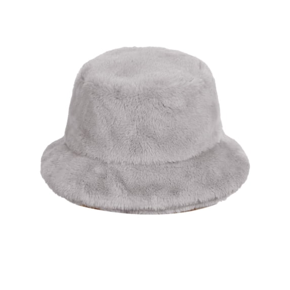 ZNQHFRE Women Fuzzy Plush Bucket Hat, Foldable Warm Winter Fisherman Cap For Street‑Style Outdoor Daily Wear