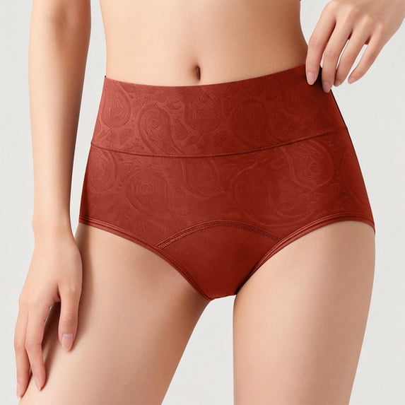 ZNQHFRE Women Menstrual Panties High Waisted 3 Layer Breathable Leakproof Period underwear Red L