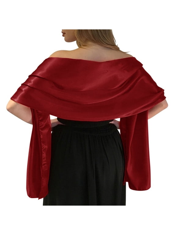Women Oversized Soft Satin Wrap Shawl, Formal Long Shoulder Wrap For Bridesmaid Wedding Prom Evening Party Dresses
