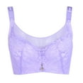 thumbnail image 1 of ZNQHFRE Women Plus Size Wireless Full Cup Lace Bra Full Coverage Comfort Adjustable Strp Bra Purple 38C, 1 of 4