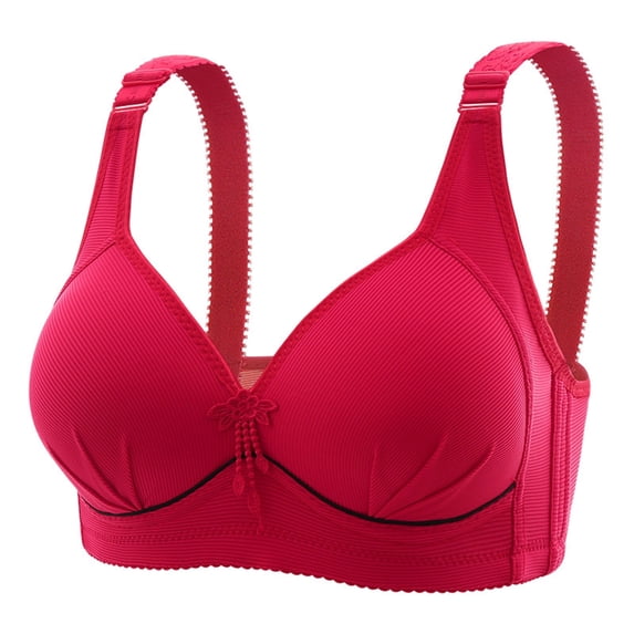 ZNQHFRE Women Plus Size Wireless V-neck Shaping Bra Thin Cup Comfortable Lift Bra For All Day Wear Red D