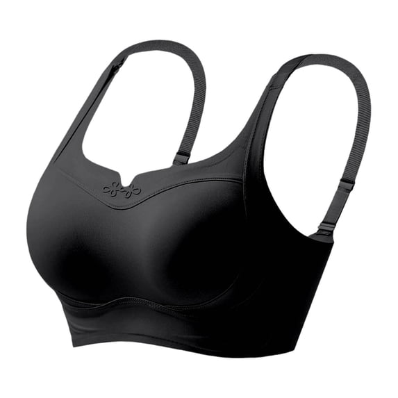 ZNQHFRE Women Powerful Lifting & Custom Shaping Bra, Full‑Coverage Invisible Wireless Support Bra For Daily Wear Black 36