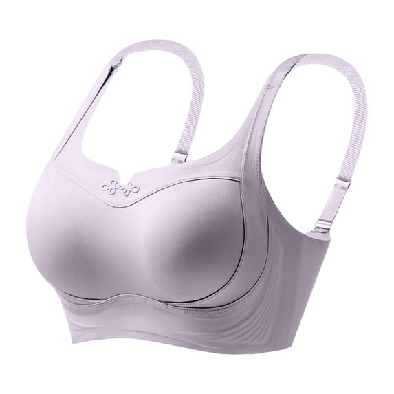 ZNQHFRE Women Powerful Lifting & Custom Shaping Bra, Full‑Coverage Invisible Wireless Support Bra For Daily Wear Purple 40
