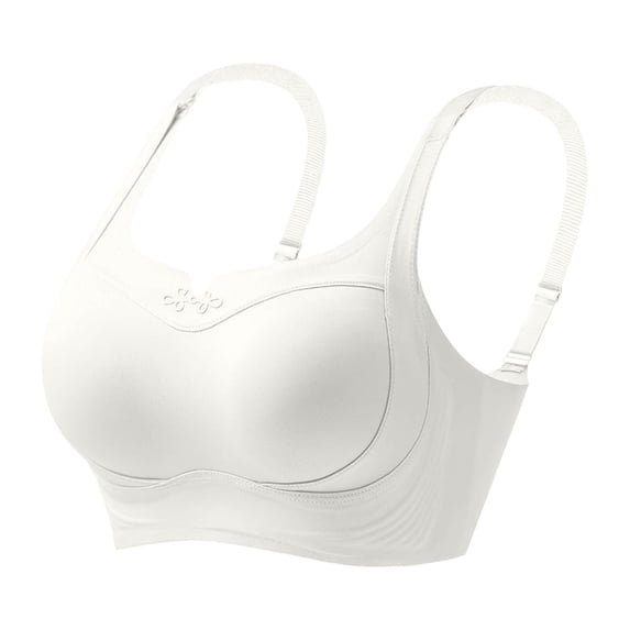 ZNQHFRE Women Powerful Lifting & Custom Shaping Bra, Full‑Coverage Invisible Wireless Support Bra For Daily Wear White 36