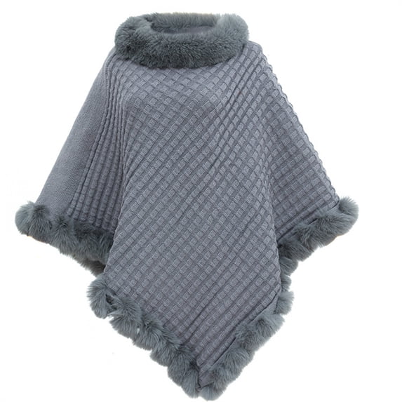 ZNQHFRE Women Thick Solid Winter Knit Shawl, Warm Thermal Shoulder Wrap Scarf for Cold‑Weather Daily Wear Grey One Size