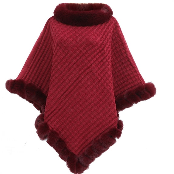 ZNQHFRE Women Thick Solid Winter Knit Shawl, Warm Thermal Shoulder Wrap Scarf for Cold‑Weather Daily Wear Wine One Size