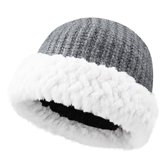 ZNQHFRE Women Thickened Knitted Beanie Hat, Large‑Head‑Friendly Warm Cap With Ear Protection, Face‑Slimming