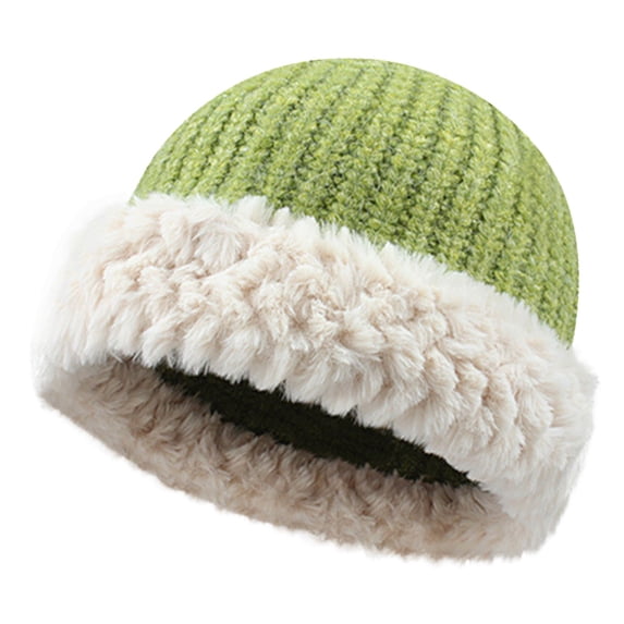 ZNQHFRE Women Thickened Knitted Beanie Hat, Large‑Head‑Friendly Warm Cap With Ear Protection, Face‑Slimming