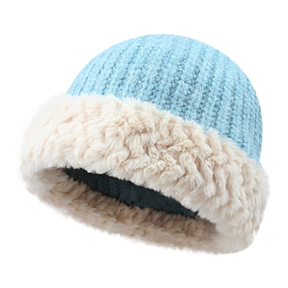 ZNQHFRE Women Thickened Knitted Beanie Hat, Large‑Head‑Friendly Warm Cap With Ear Protection, Face‑Slimming
