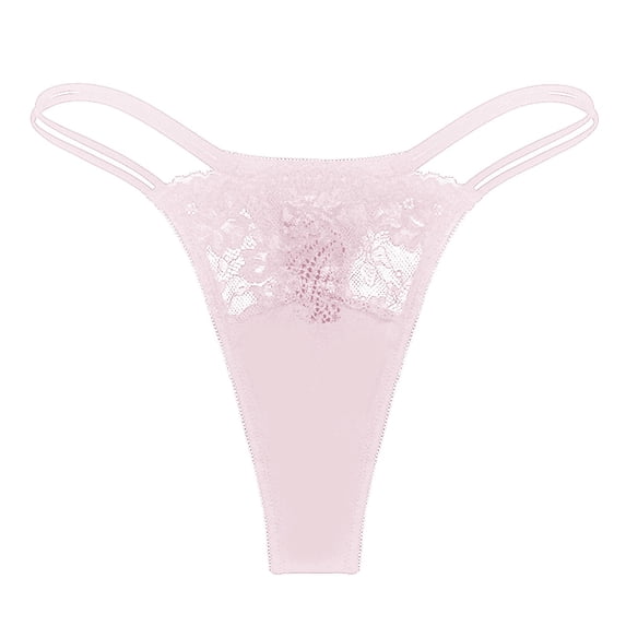 ZNQHFRE Women Thin‑Strap Lace G‑String Thong Panties, Hollow Cut‑Out No‑Show Ladies Lingerie Underwear S