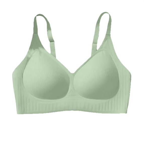 ZNQHFRE Women Wireless Full Coverage Anti-Sagging Bra Back & Smoothing Minimizer Support Bra Light Green L