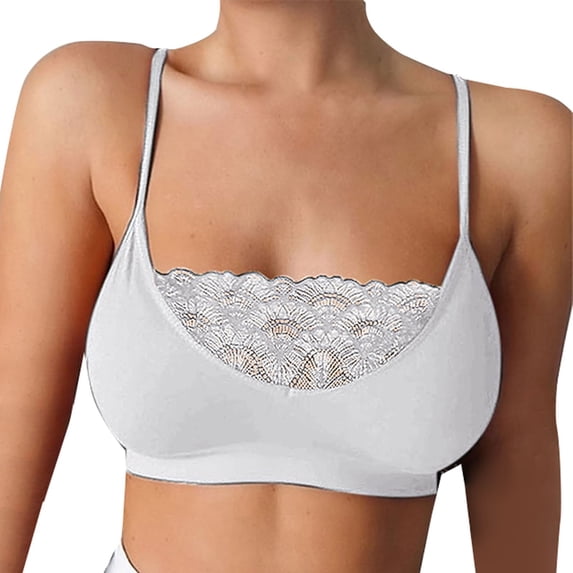 ZNQHFRE Women’s Solid‑Color Lace Camisole Bralette, Adjustable Thin Straps Everyday Comfort Bra White XL