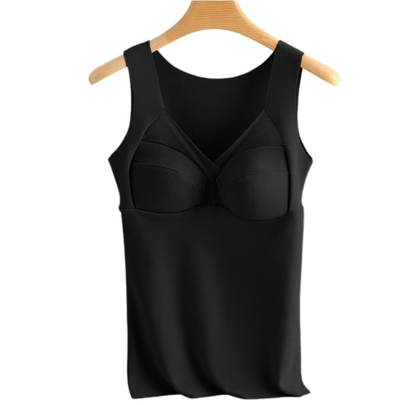 ZNQHFRE Women's V‑Neck Bodysuit With Built‑In Bra Cups, Seamless Support Layering Tank Top XL