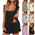 thumbnail image 1 of ZNQHFRE Womens Pajamas Set 2 Piece Ruffle Soft Tank Top and Shorts Sleepwear Lounge Sets for Women Set Sleeveless Pajama Sets for Christmas, 1 of 5