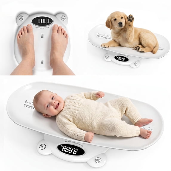 ZNQPLF Baby Scale, Infant Scale for Baby Adult and Pet, Baby Scales for Weighing Newborns, White, 265lb Max Capacity.