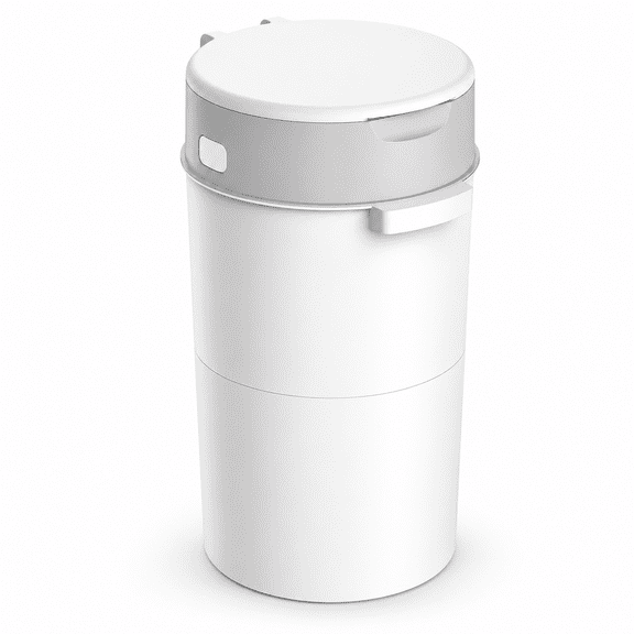 ZNQPLF Baby Diaper Pail, Advanced Odor Control Diaper Bin for Nursery, Hands-Free Twist-Seal Disposal System, Gray-White