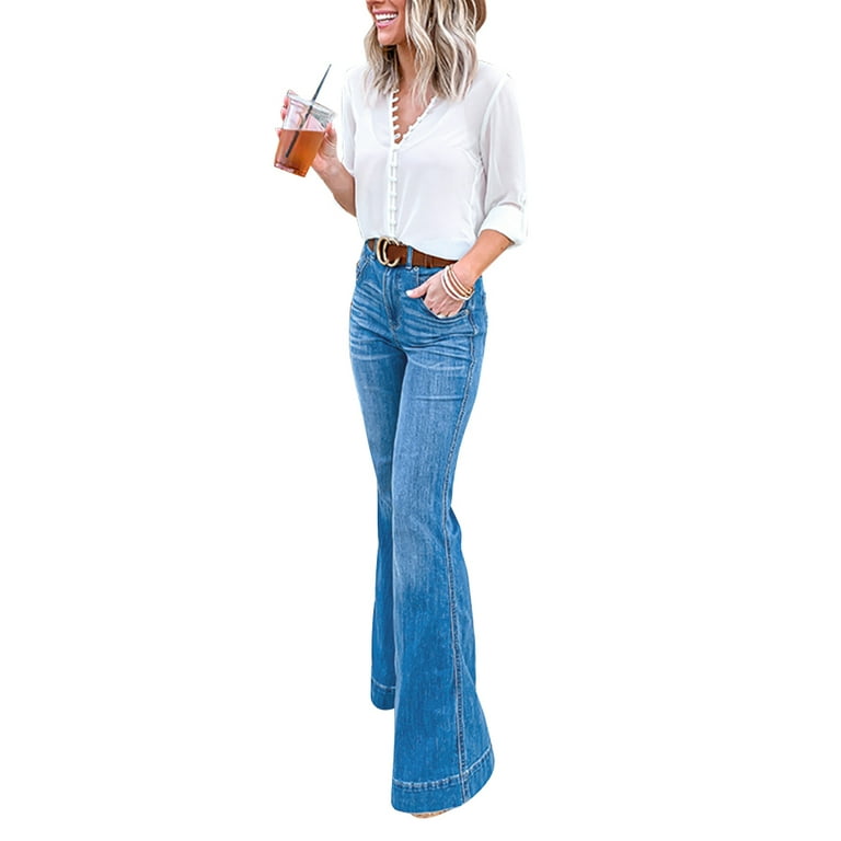 ZNU Women's Bootcut Jeans Stretchy Denim Pants Ladies Low Waist Flared  Trousers 