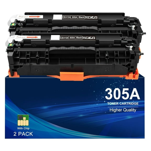 ZNWR 305A Black Toner Cartridge,Compatible for HP 305X CE410A CE410X for HP Laserjet Pro 400 Color M451dn M451nw M475dn M475dw M451dw M375nw Pro 300 M375nw M451 M475 M351 Printer, ( 2 Pack )