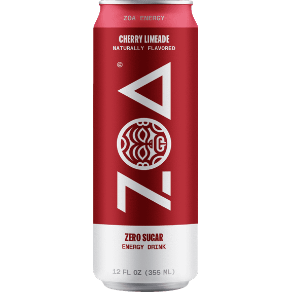 ZOA, Zero Sugar Energy Drink, Cherry Limeade, 12 fl. oz. (Pack of 12)