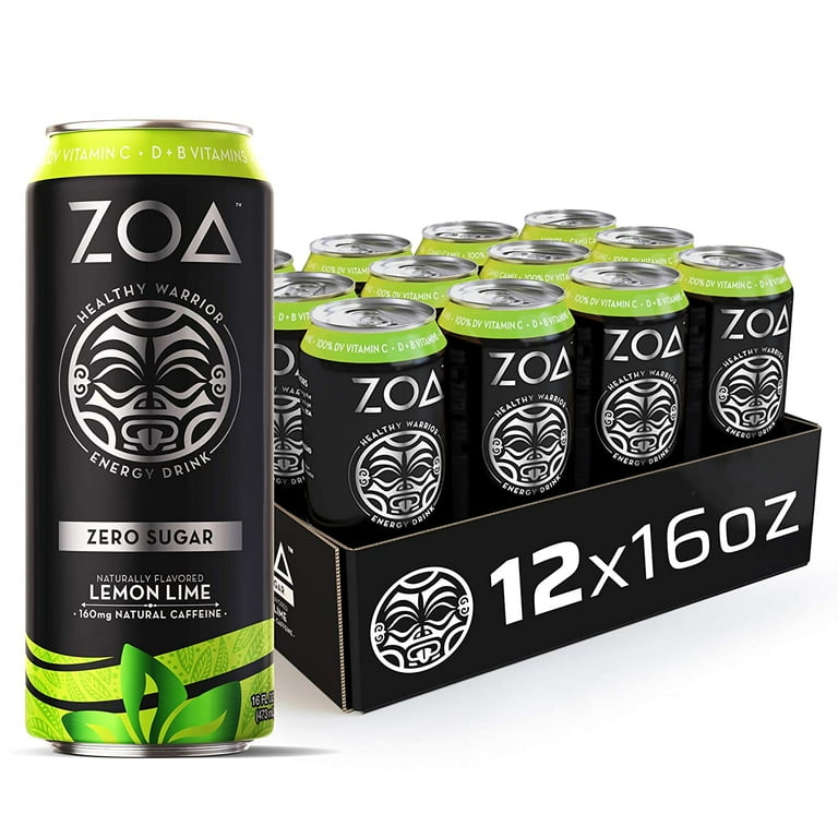 ZOA Zero Sugar Energy Drink, Lemon Lime, 16 fl. oz. (12 Pack ZOA Zero Sugar Energy Drink, Lemon Lime, 16 fl. oz. (12 Pack