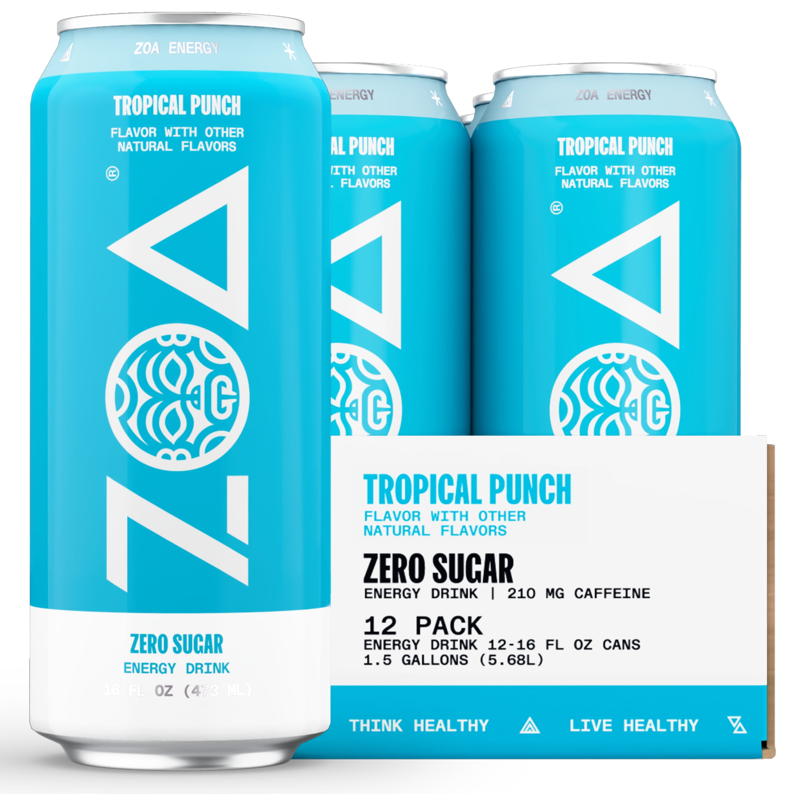 ZOA Zero Sugar Energy Drink, Tropical Punch, 16oz 