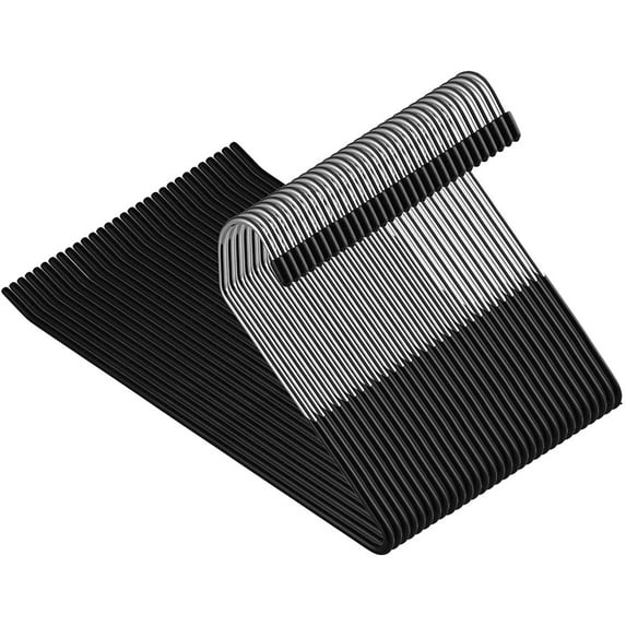 ZOBER Slack/Trousers Pants Hangers - 30 Pack - Strong and Durable Anti-Rust Chrome Metal Hangers, Non Slip Rubber Coating, Slim & Space Saving, Open Ended Design for Easy-Slide Pant, Jeans, Slacks Etc