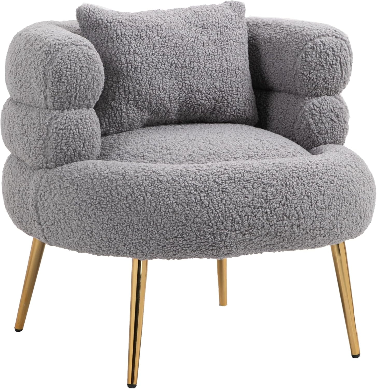 ZOBIDO Modern Accent Lambhair Chairs Comfy Upholstered Vanity Chairs ...