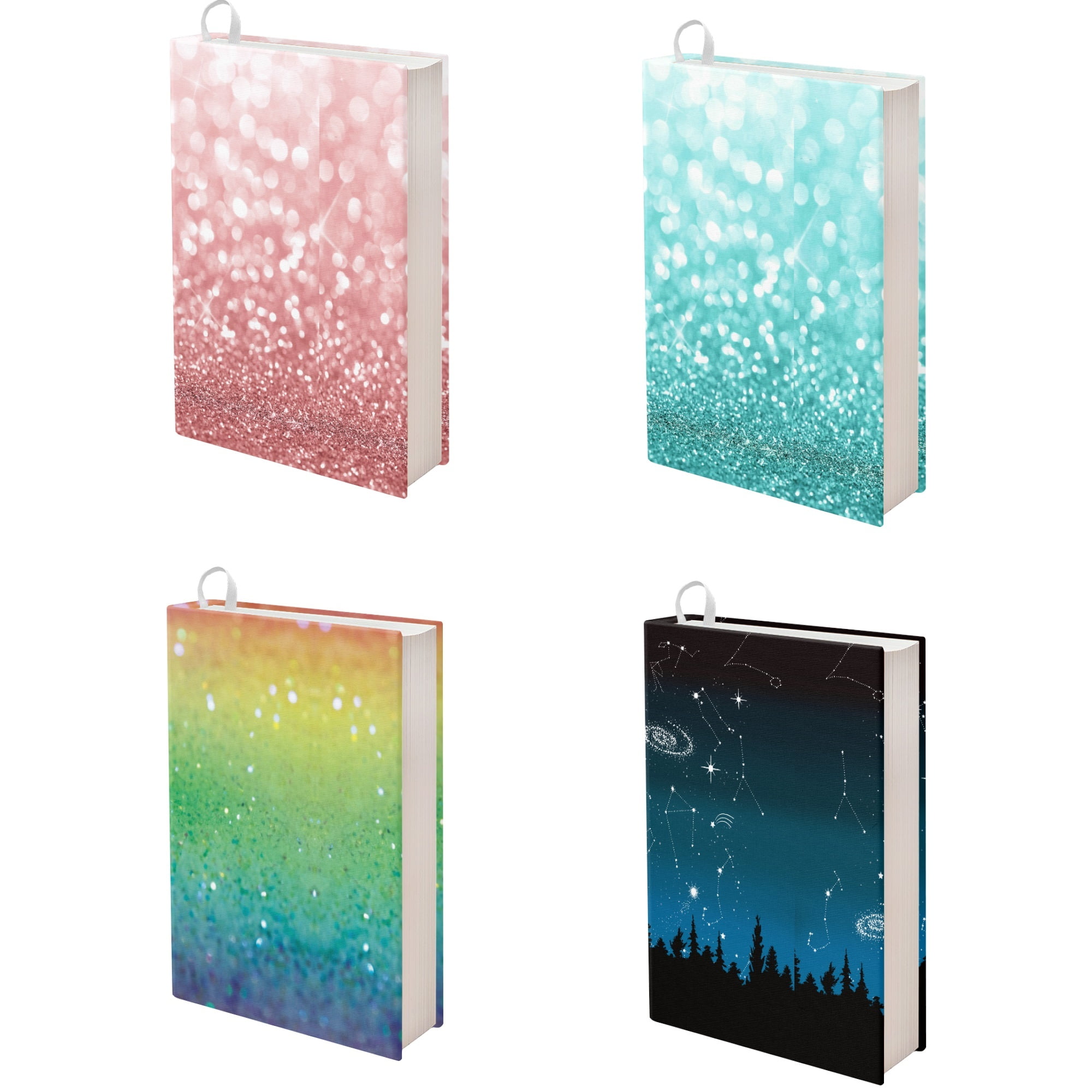 Zocavia Starry Sky Bling Book Sleeve Cover Reusable Protective Cover for School Books Jumbo Stretchable Book Cover 3 Pack, Size: 9-11inch Book Cover