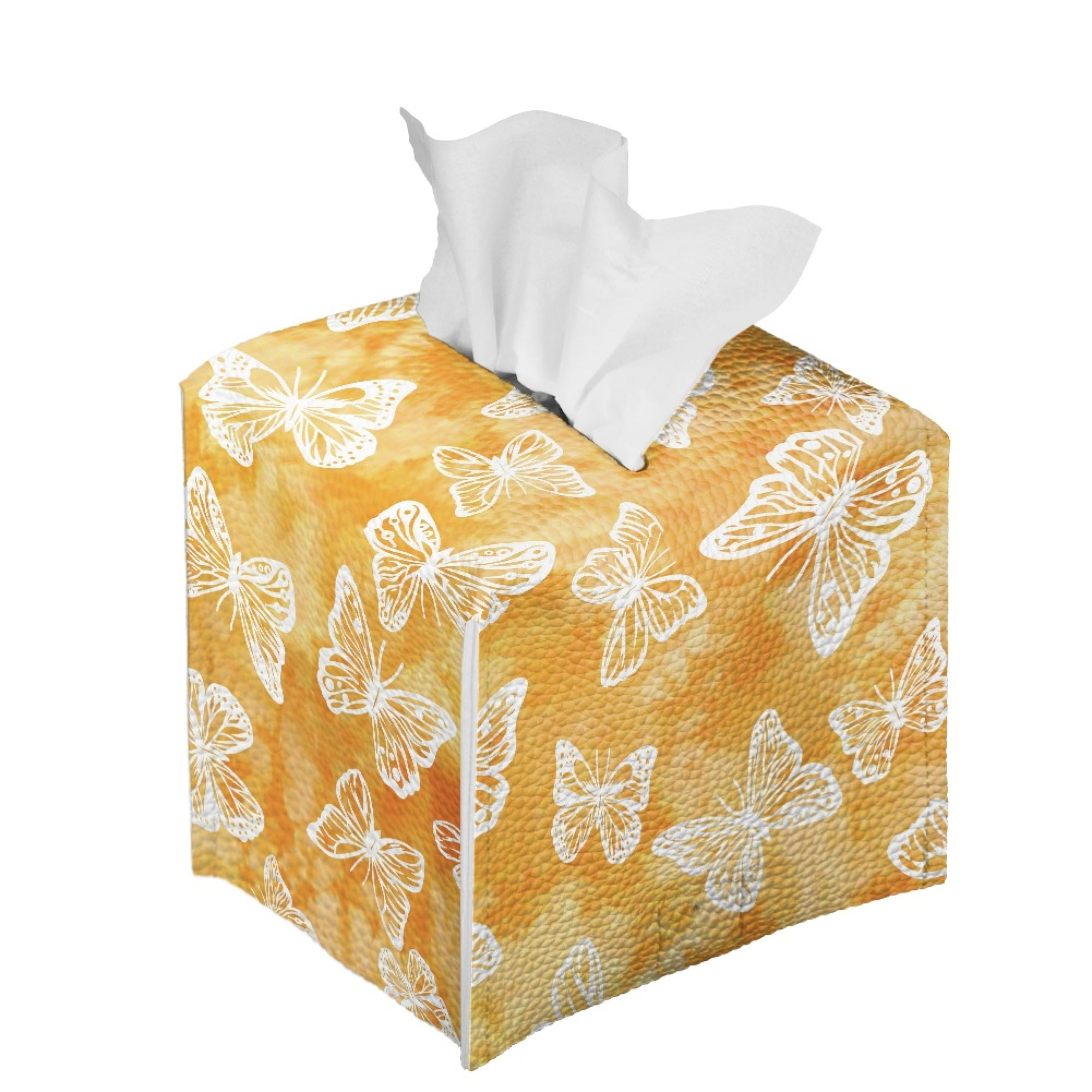 ZOCAVIA Butterfly Tissue Box PU Leather Stylish Tissue Box Square Waterproof Kleenex Box Covers