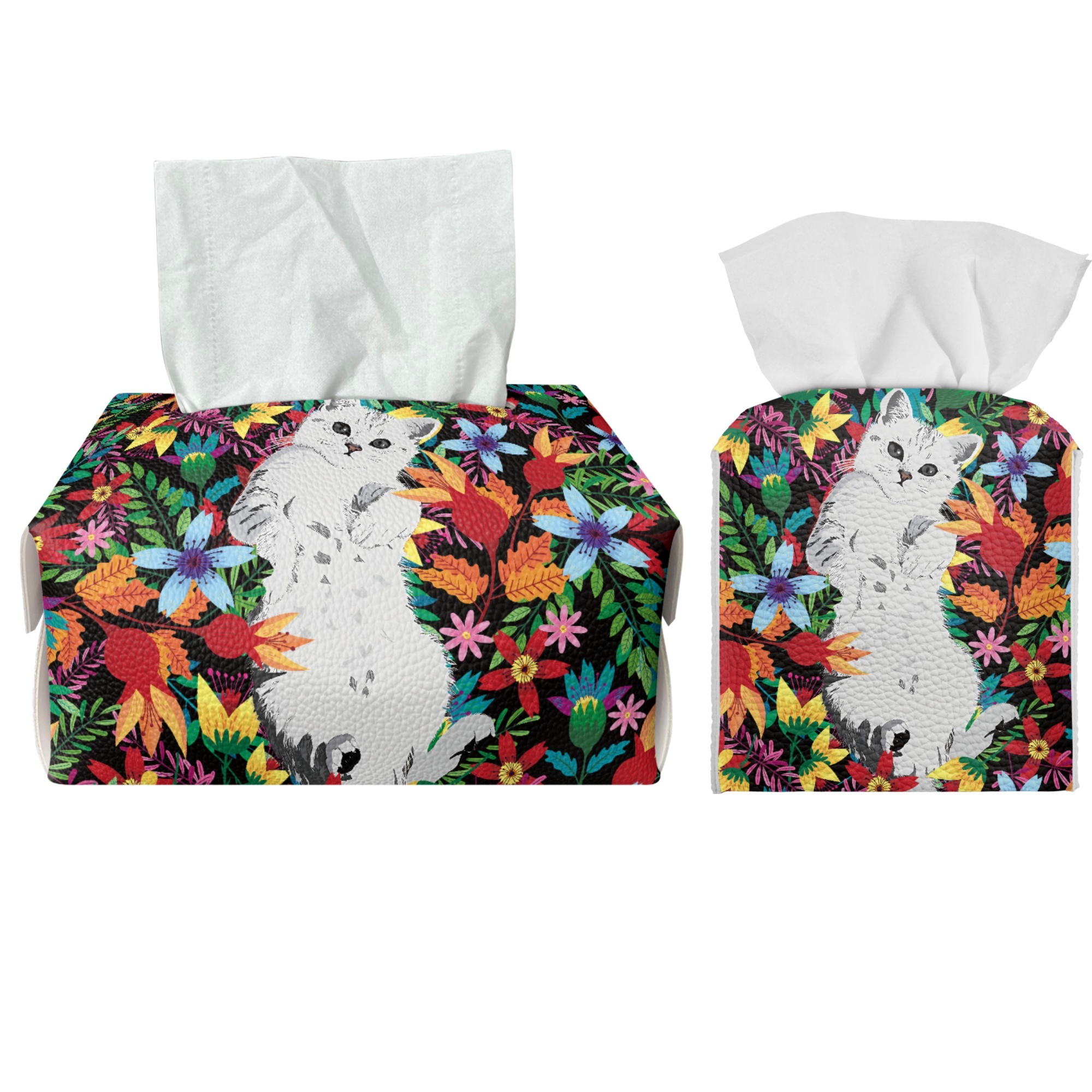 ZOCAVIA Cat Large Tissue Box Cover Night Stand Organizer Countertop