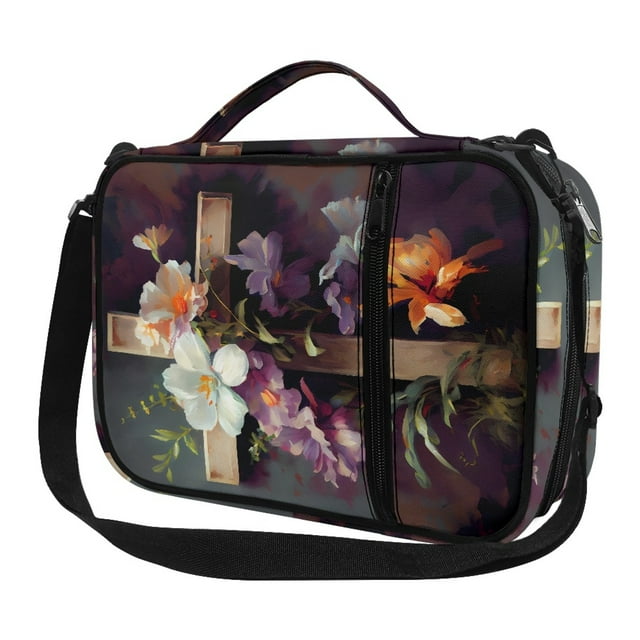 ZOCAVIA Cross Flower Bible Bag Bible Covers with Zipper Adjustable