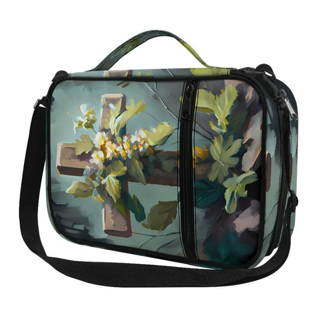 ZOCAVIA Cross Flower Bible Bag Bible Covers with Zipper Adjustable