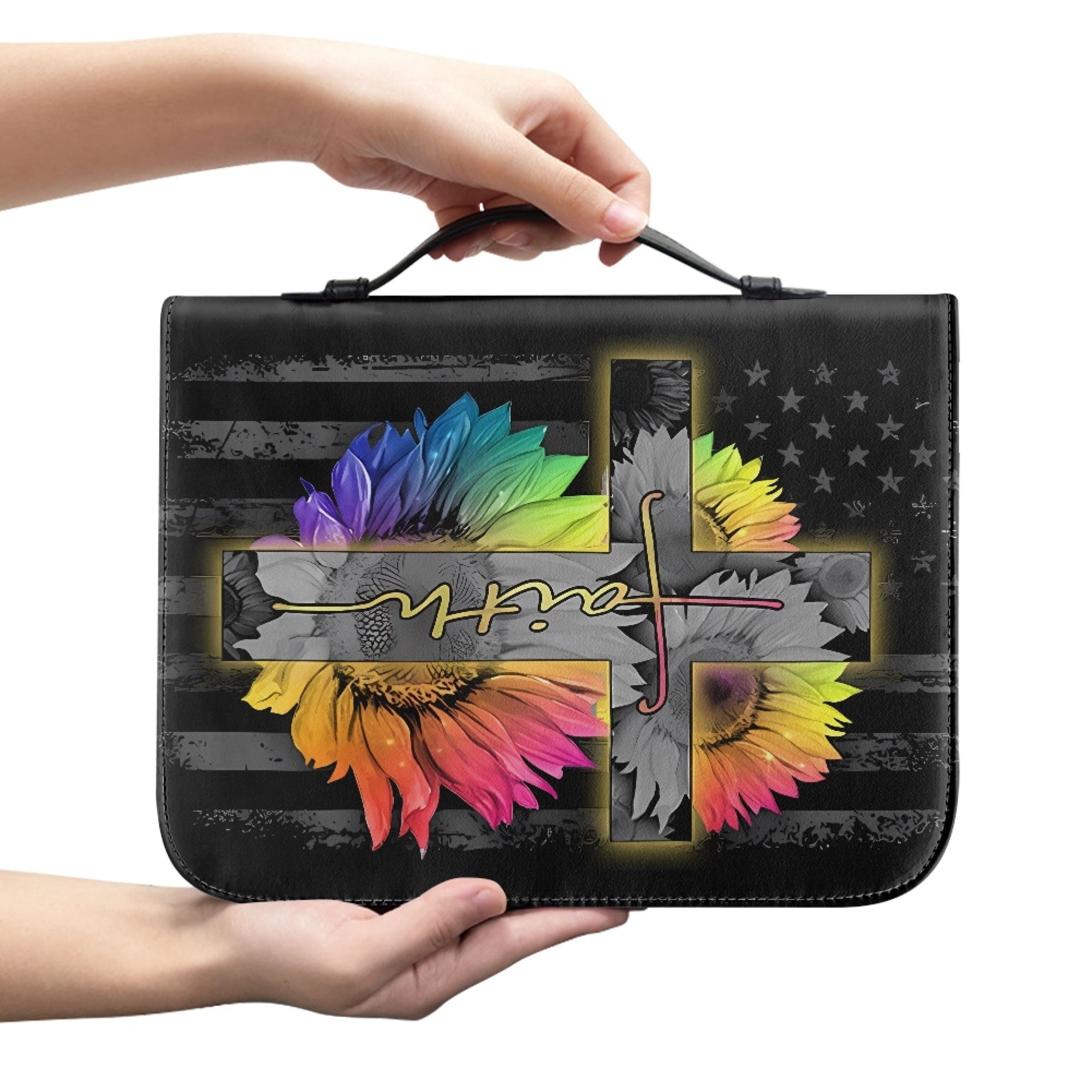 ZOCAVIA Cross Sunflower Bible Bag Large Capacity Portable Bible Cases