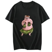 ZOCAVIA Funny Boar Lover Hula Dancing Hawaiian T-Shirt