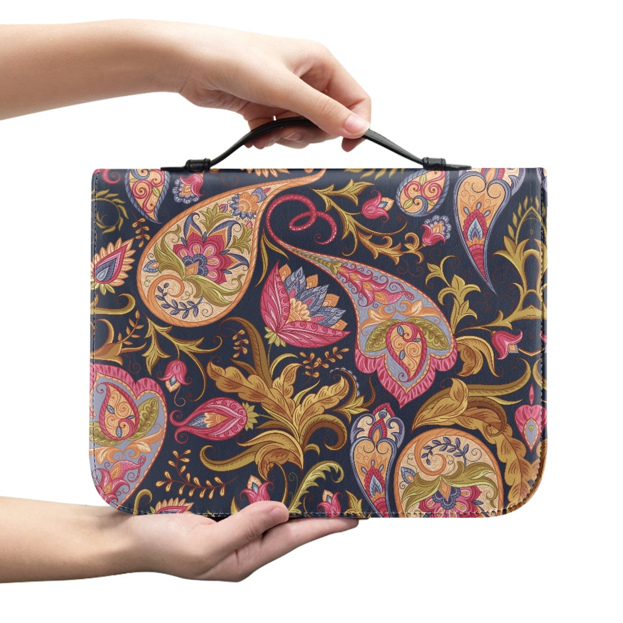 ZOCAVIA Paisley Print Bible Bag Large Capacity Portable Bible Cases for