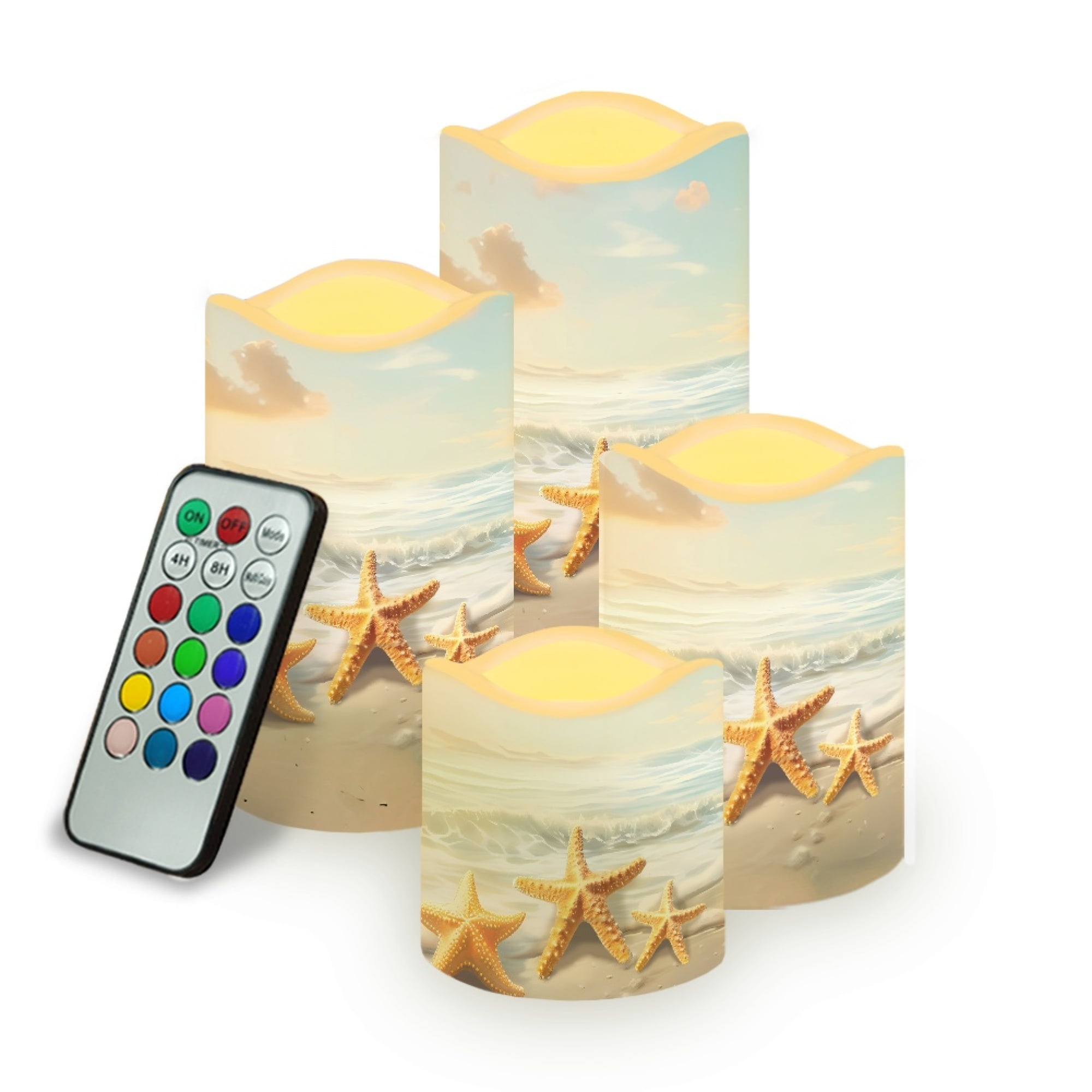 ZOCAVIA Starfish Printed Flameless Candle Festival Atmosphere Light