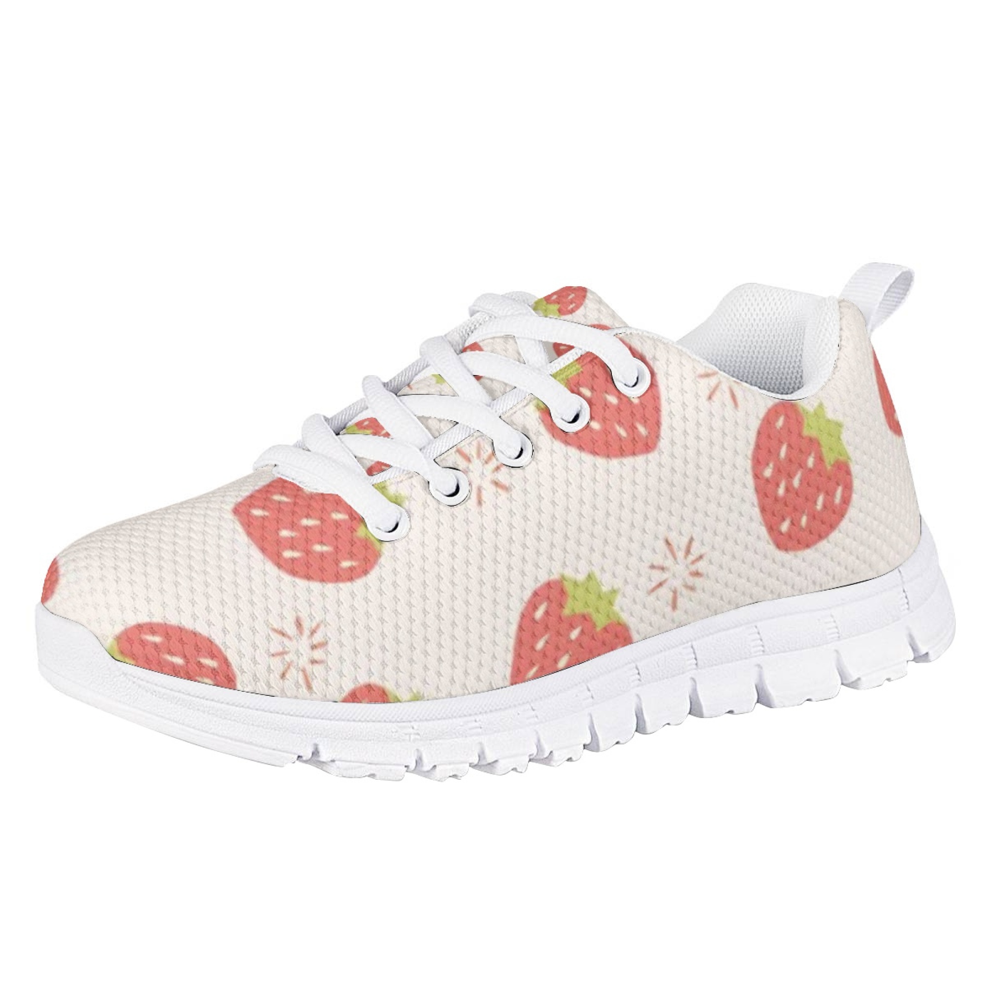 ZOCAVIA Strawberry Print kids Gym Shoes Size 3 Girls Sneakers