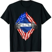 ZOCAVIA Super Honduran Heritage Proud Honduras Roots USA Flag T-Shirt