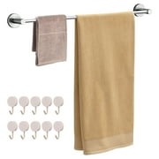 ZOCONE 40 inch Bathroom Wall Mounted Towel Rack, Thickened 304 Stainless Steel Towel Bar, with 10 Strong Adhesive Hooks
