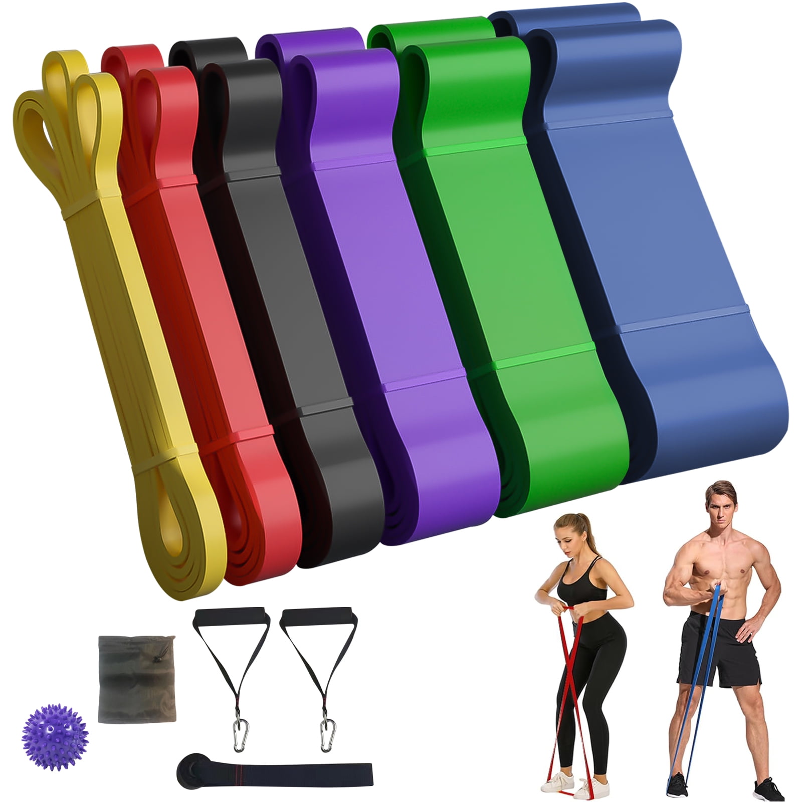 ZOCONE Resistance Bands Set of 13 - Pull Up Bands with 6 Resistance Levels 22-220 LBS for Men Women, Exercise Bands Resistance with Door Anchor, with Fitness Massage Fascia Ball for Fitness Training