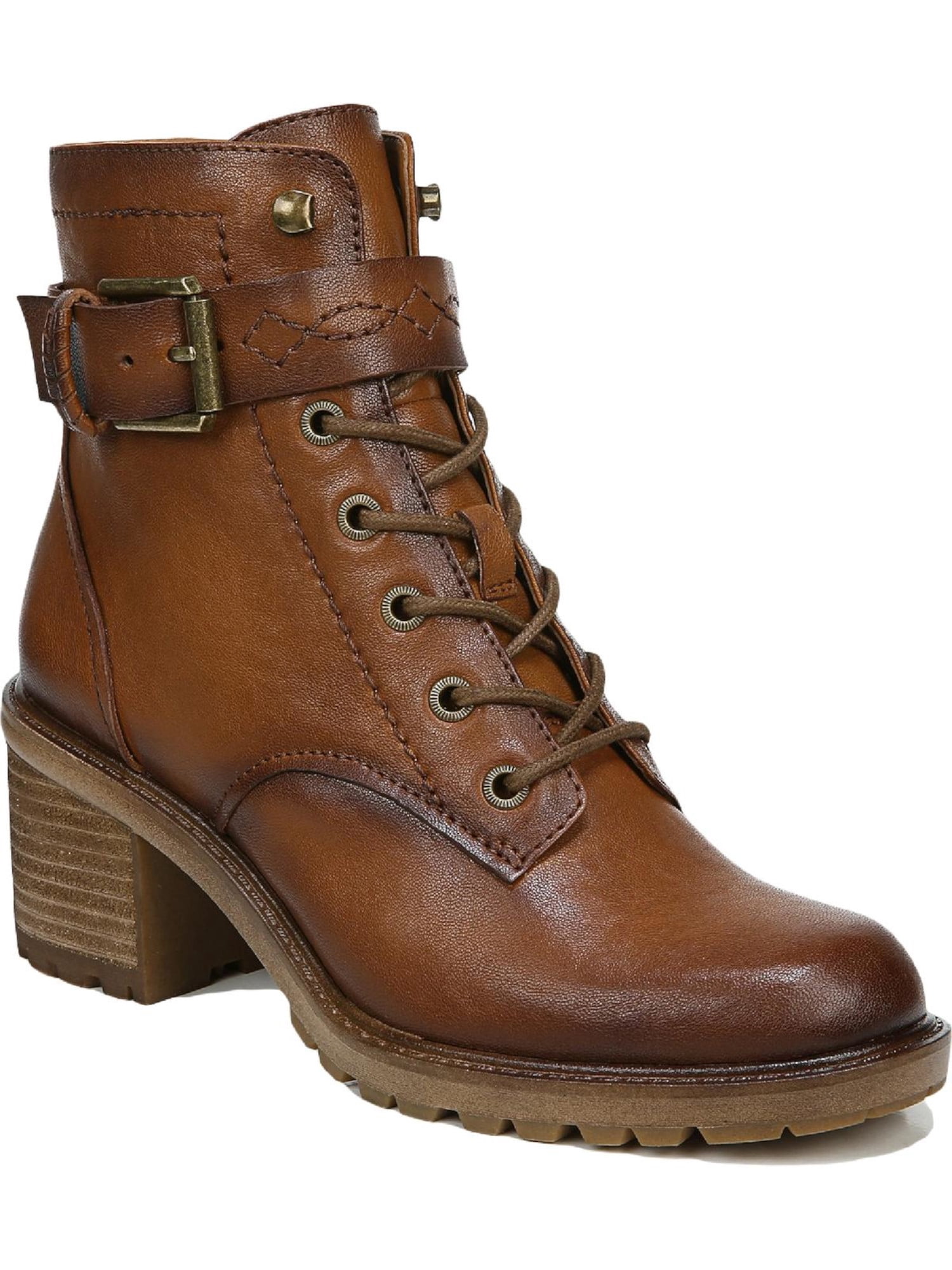 SPLENDID Womens Brown Cushioned Lewis Round Toe Block Heel Leather Booties