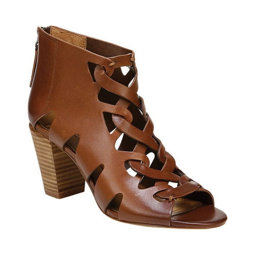 ZODIAC Womens Cognac Brown Woven Camila Peep Toe ZipUp Leather Dress