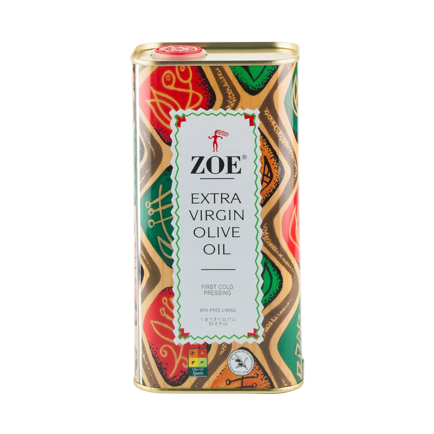 ZOE Extra Virgin Olive Oil 1L (33.8 fl oz), First Cold-Pressed