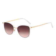 Piranha Eyewear Zoe Mod White Cateye Frame Sunglasses for Women with Gradient Mauve Lenses