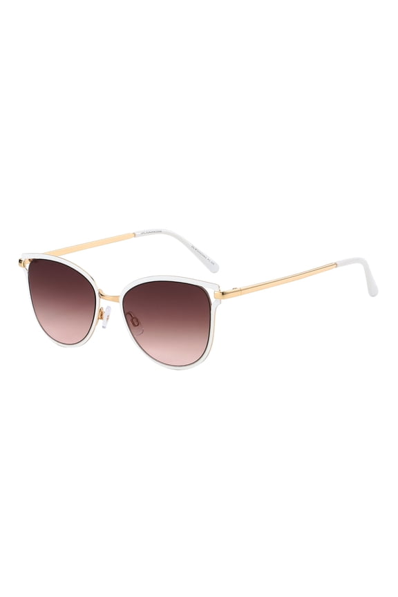 Eyewear Zoe Mod White Cateye Frame Sunglasses for Women with Gradient Mauve Lenses