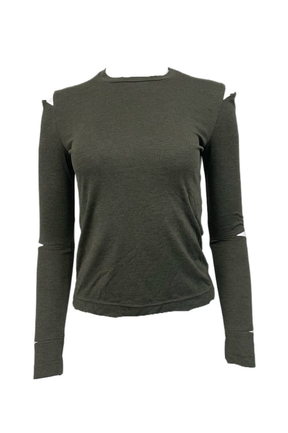 Women's Taran Long Cutout Sleeve Top, Moss, 2