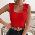 thumbnail image 1 of ZOELNI Womens Sleeveless Tank Tops Ruffle Strap Square Neck Eyelet Blouse Slim Fit, S, 1 of 4