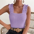 thumbnail image 1 of ZOELNI Womens Sleeveless Tank Tops Ruffle Strap Square Neck Eyelet Blouse Slim Fit, S, 1 of 4