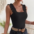 thumbnail image 1 of ZOELNI Womens Sleeveless Tank Tops Ruffle Strap Square Neck Eyelet Blouse Slim Fit, XS, 1 of 4