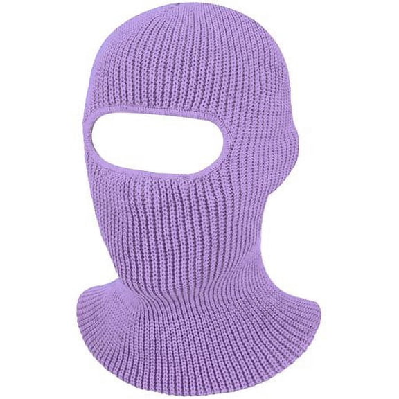 ZOELNIC 1-Hole Full Face Cover Knitted Balaclava Face Mask Unisex Adult Winter Balaclava Warm Knit Ski Beanie Cap for Outdoor Sports, Purple